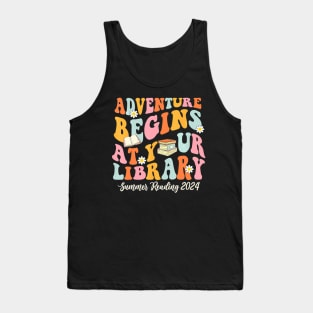 Adventure Begins At Your Library Summer Reading 2024 Groovy Tank Top